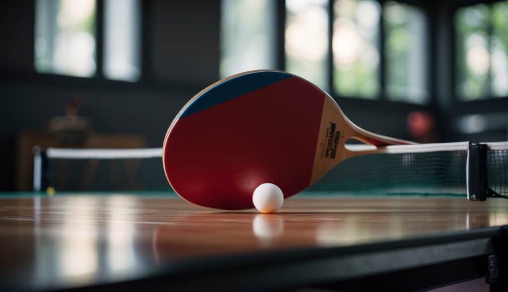 A table tennis table being cleaned and polished with a soft cloth and special cleaning solution, making it shiny and ready for a game